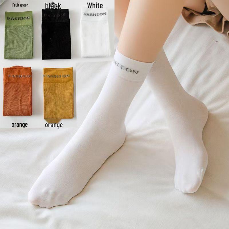 2025 Damen Koreanischer Stil Mid-Calf Baumwollsocken - Modische Bonbonfarben, Vielseitig für Frühling/Sommer
