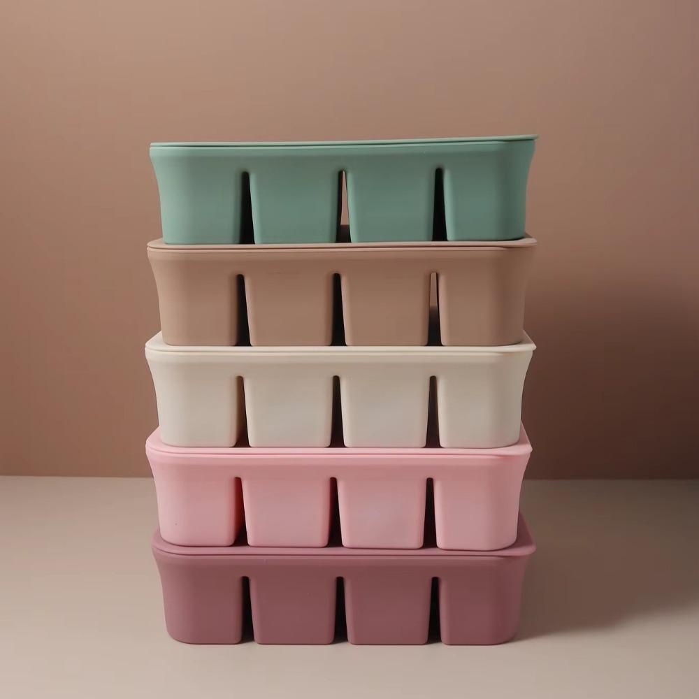 12 Grids Ice Cube Trays with Lid Silicone Ice Making Molds Easy Release Anti-stringing Food Storage Container for Freezer