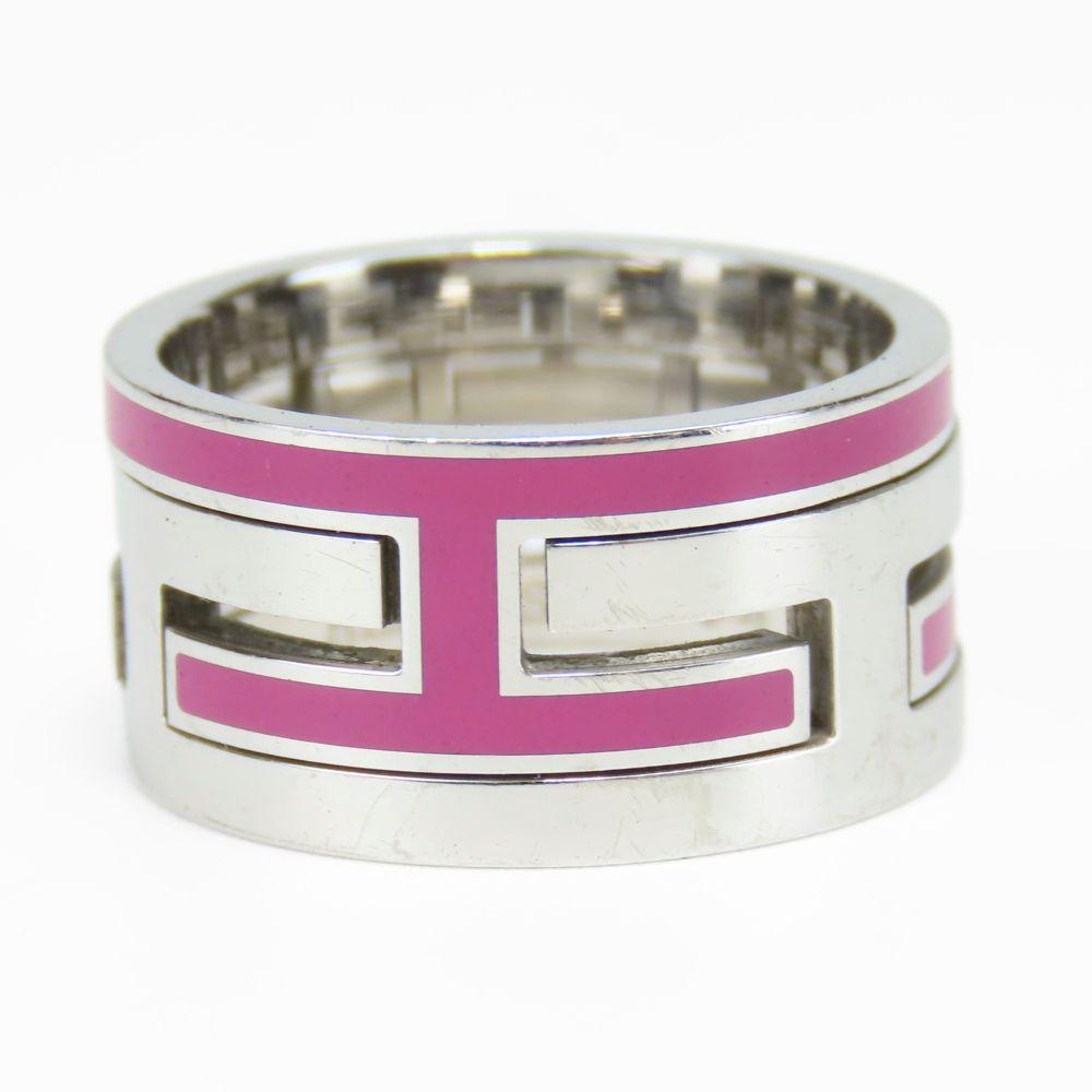 Used HERMES Ring Move Ash EU#51 51 Silver925 7.2g Silver Pink Accessories