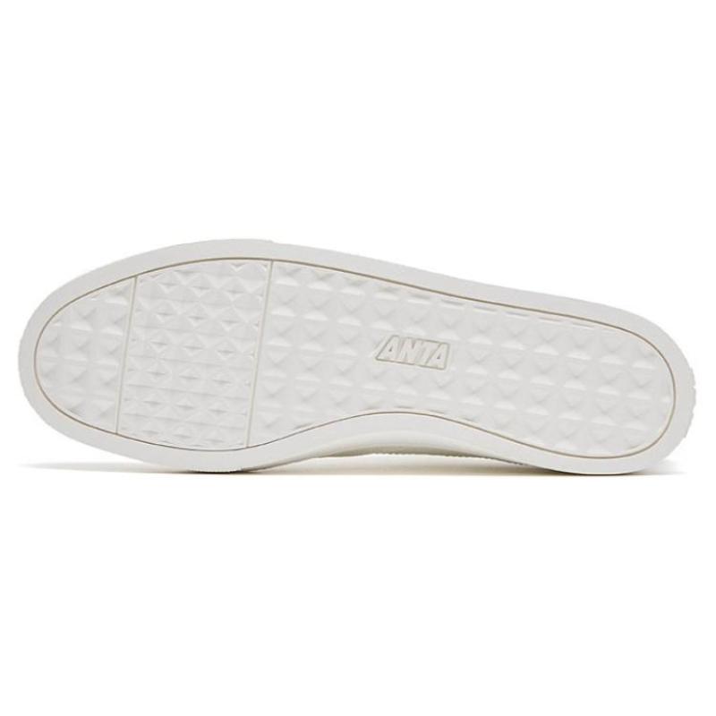 Anta Basic Slip Resistant Abrasion Resistant Low top Skateboard Shoes Men's White Green Sneakers 112518015R-1