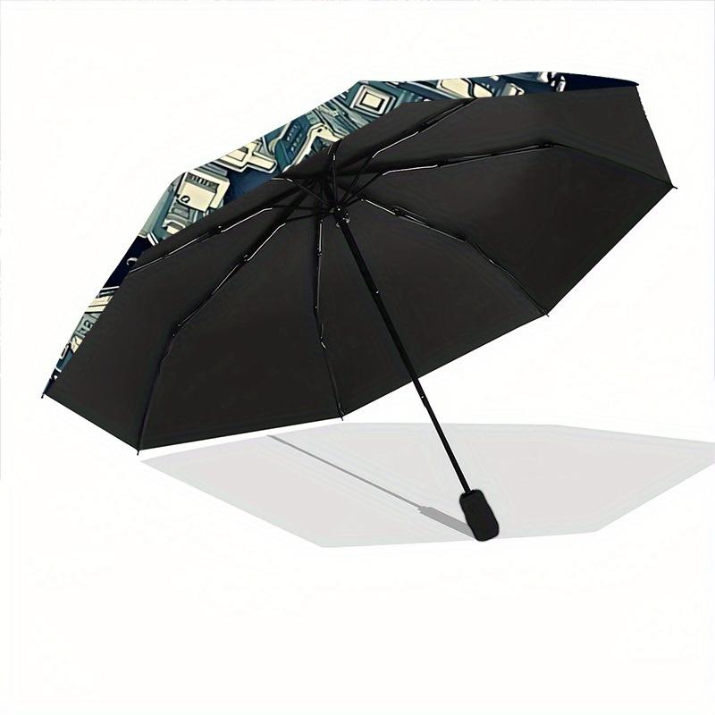 1pc Skull Cityscape Auto Open/close, All-Season Portable Folding Umbrella for Women & Men, Travel, Everyday, Formal Events - Compact Luxury Parasol, O