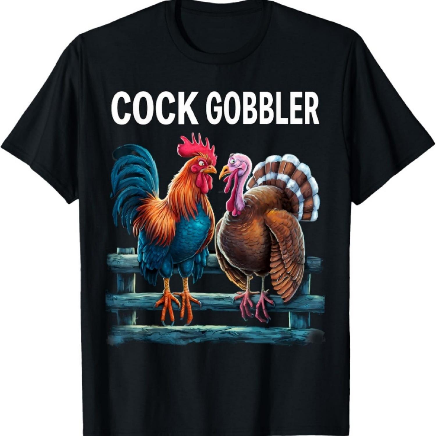 

Cock Gobbler Rooster Turkey Funny Thanksgiving Feast Gag T-Shirt XXXXXL чорний