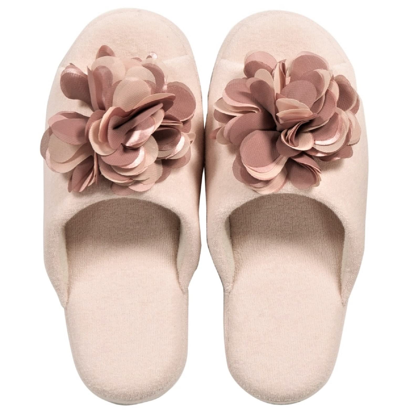 

Senko S.D.S Comfort Slippers with Floral Motif, Pink, Approx. 25.5cm, Cotton Fabric, Arched Sole, Cup Shape, Relaxed Fit, 91897