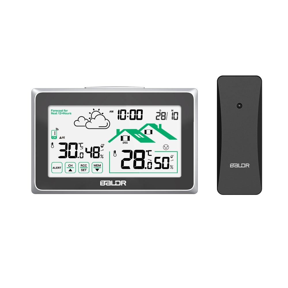  Weather Station Digital DCF Radio Control Wall Clock Calendar LCDThermometer Hygrometer Record Trend Forecast Sensor -40℃