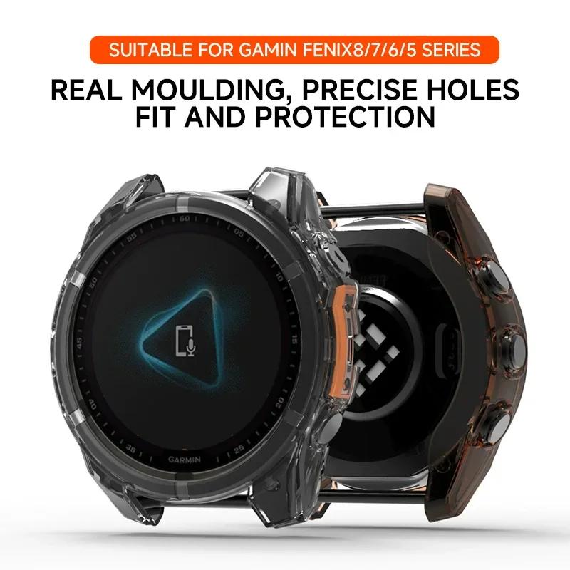TPU Case+Tempered Glass For Garmin Fenix 8 51mm 43mm 47mm Screen Protector Silicone Anti-scratch Bumper for Fenix 8 Accessories