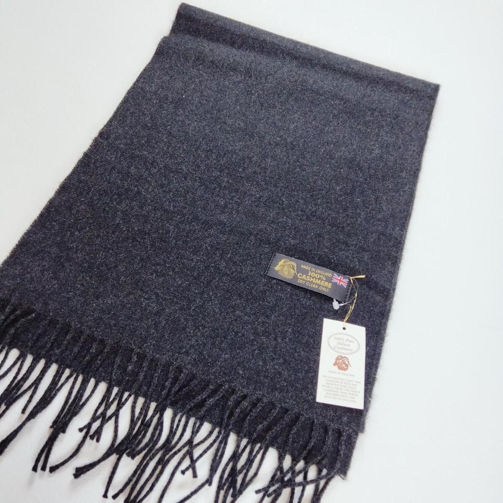 Used Unused *100% cashmere *Made in England *Dark gray *Muffler *Pure cashmere *Cashmere *Simple *Plain color *MADE IN ENGLAND