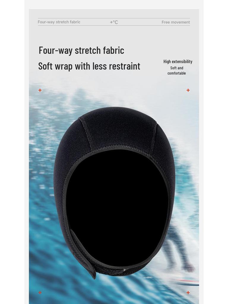 3MM Neoprene Diving Cap - Men's & Women's Warm Sun Protection Snorkeling & Surfing Hood