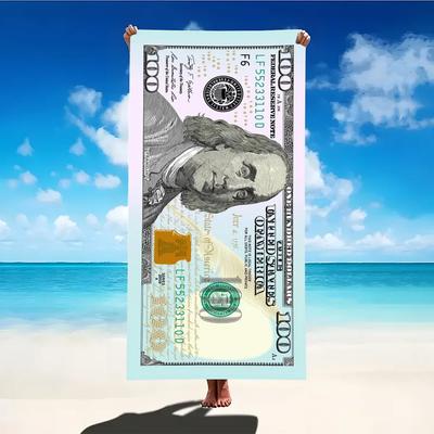 Beach Towel 100 Dollar Bill Pattern Sun Protection and Windproof Suitable for Beach Pool Camping Travel Beach Blanket