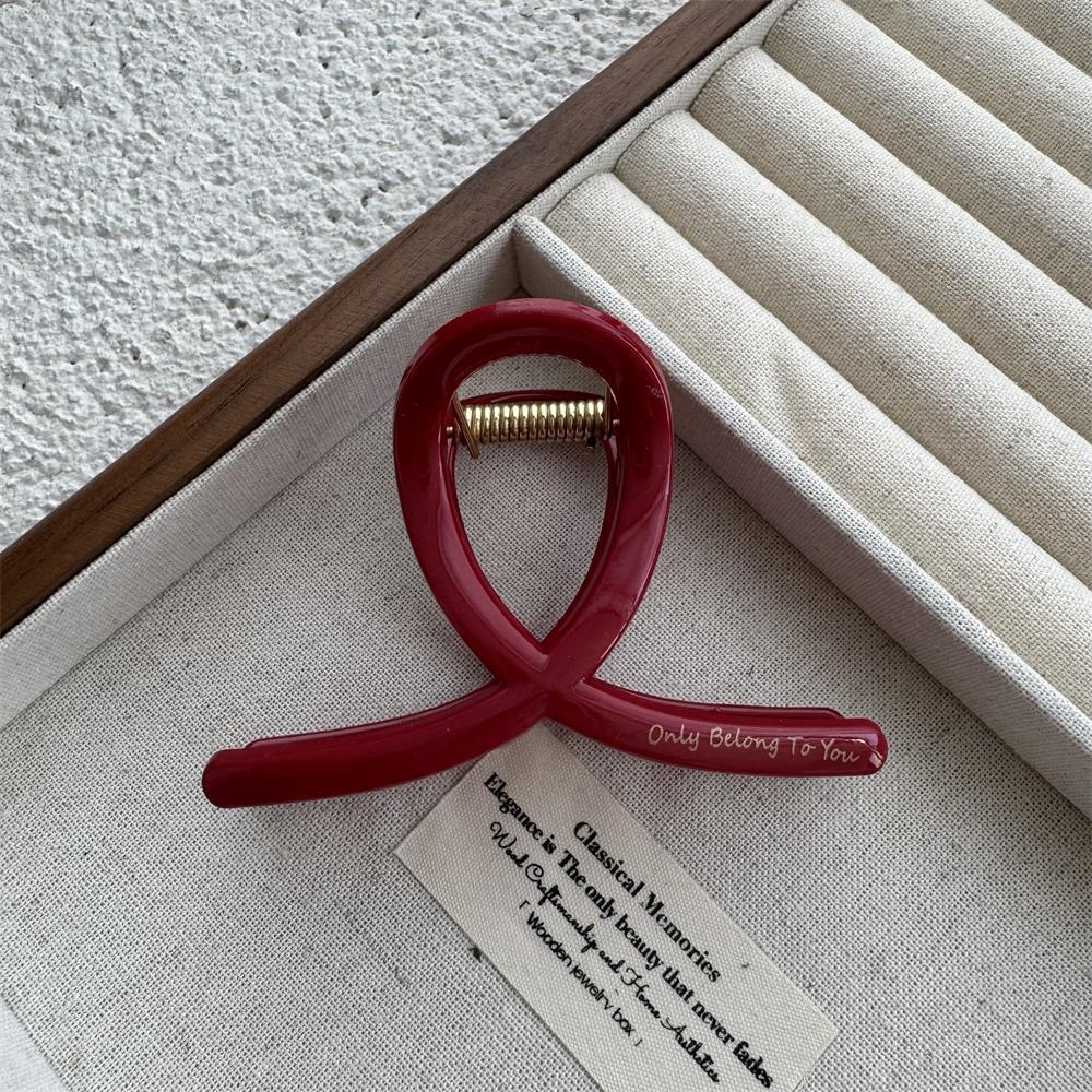 New Year Red Collection: Large Gold Logo Hair Claw—Back of Head Shark Clip Accessory