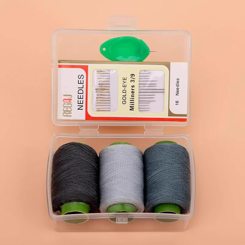 Black & White DIY Sewing Thread and Needle Set for Mending and Handcrafts