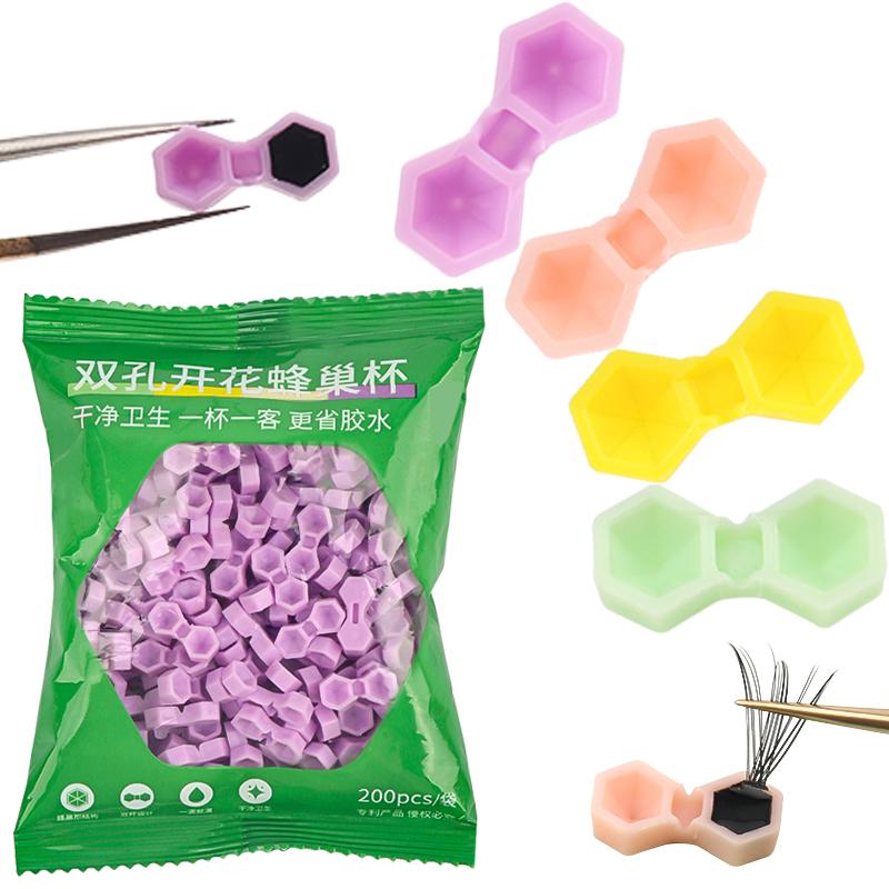 111pcs Eyelash Extension Glue Cup 1 Hole Honeycomb Tattoo Ink Pigment Holder Container Grafting Eyelashes Auxiliary Makeup Tool