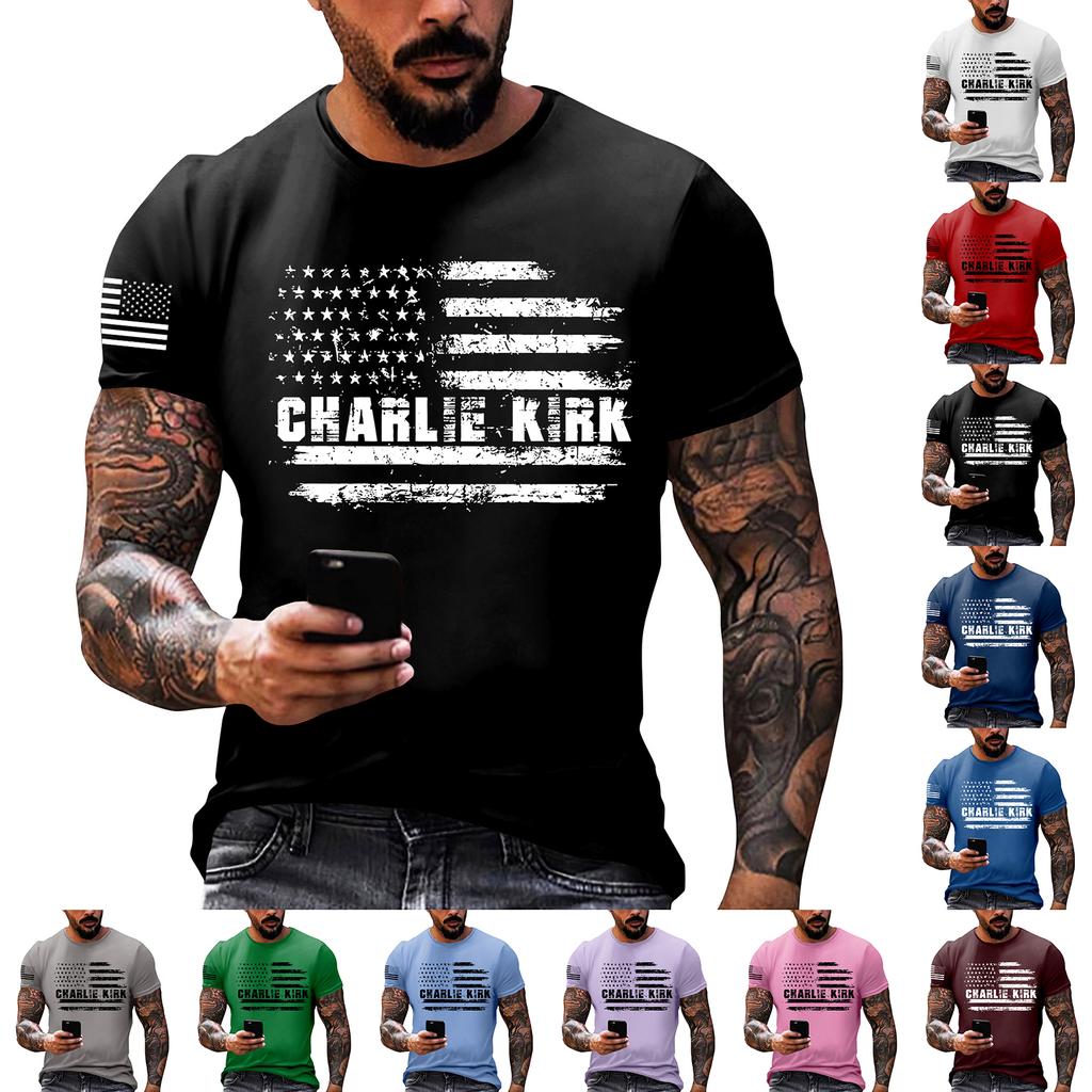 Fashionable Round Neck Short Sleeve Work Clothes Printed Tops For Mens Summer Tops