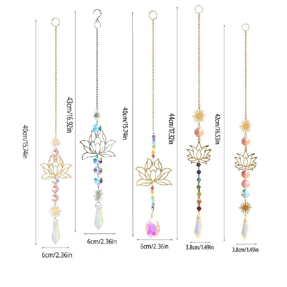 Crystal Lotus Hanging Wind Chimes Stained Glass Suncatcher Sun Catcher Window Drop Bell Balcony Yard Aesthetic Landscape