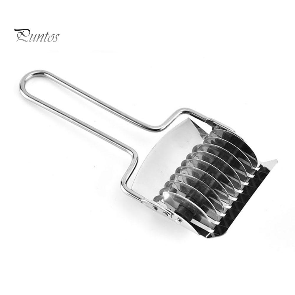 Puntos Kitchen Stainless Steel Noodle Lattice Roller Dough Cutter Pasta Marker Gadget