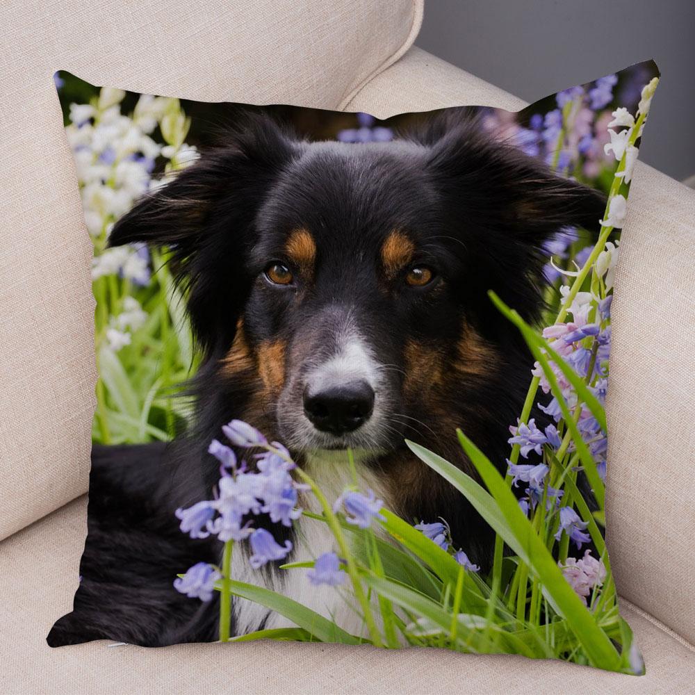 Niedlicher Schäferhund-Muster-Kissenbezug, Hundedruck, dekorativer Kissenbezug, Sofa-Auto-Büro-Kissenbezug