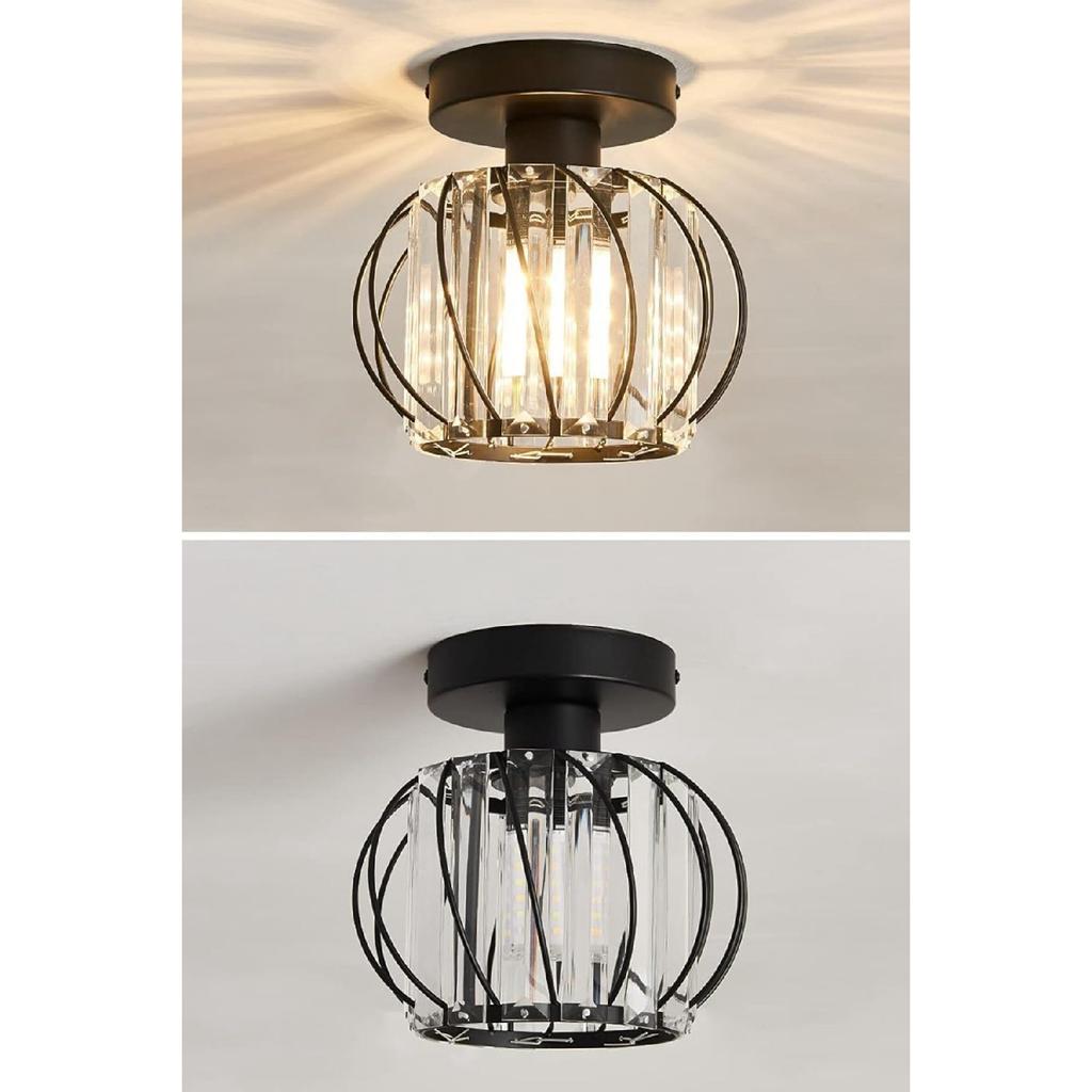 Crepuscolo Model Black Color Metal Crystal Stone Living Room Kitchen Bedroom Plafonier Chandelier