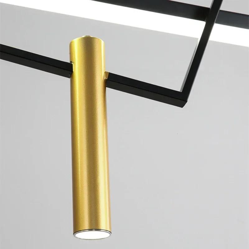 Nordic Black LED Pendant Lamps For Bedroom Bedside Living Room Kitchen Restaurant Bar Luminaire Hanging Geometry Chandelier