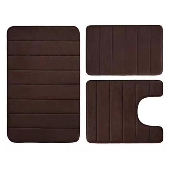 3Pcs/Set Bath Rug Anti-Slip Bathroom Floor Mat U-Shaped Toilet Rug Absorbent Rectangular Mat for Bathroom Sink Shower Door