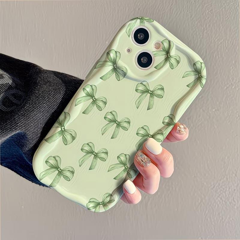 Green Bow Watercolor Pattern Phone Case for Samsung Galaxy S26 S25 S24 S23 S22 Ultra Plus FE A16 A17 A37 A36 A57 A56 A55 Cover