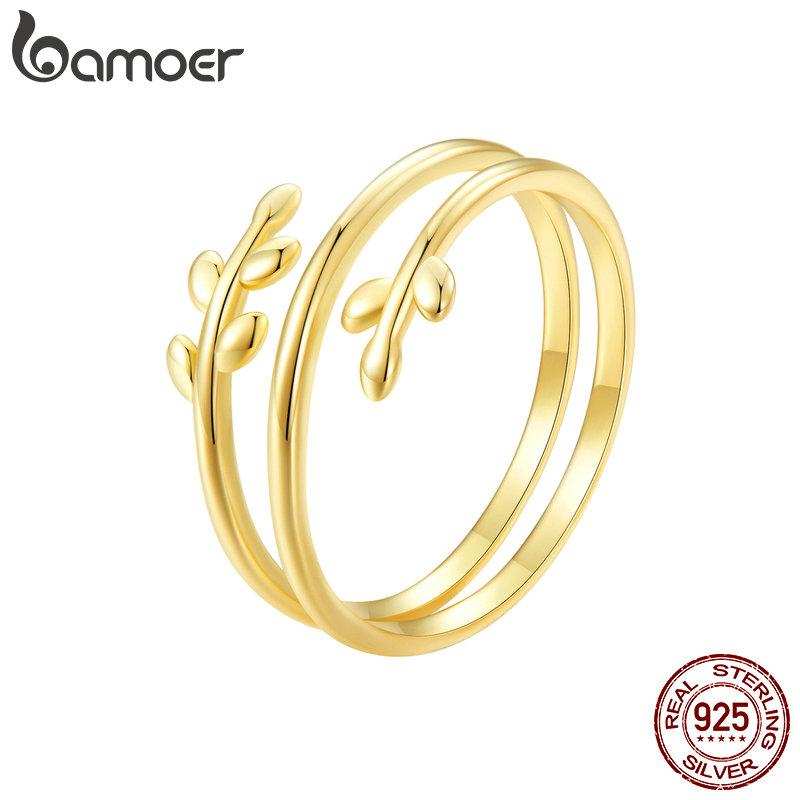 Bamoer 925 Sterling Silver Delicate Elegant Branch Element Adjustable Ring for Women Fine Jewelry