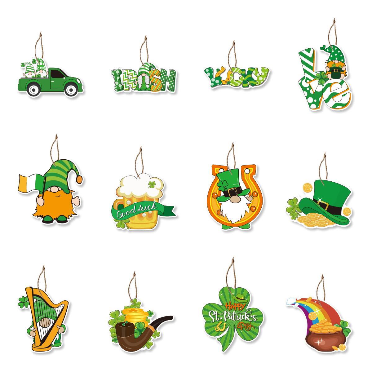 12pcs/set St. Patrick s Party Decoration Hang Tag, Irish Festival Party Decoration Hang Tag, Hang Card,Party Hang Tag Decoration
