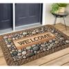 Welcome Home" Non-Slip Doormat Mat With Stone Pattern And Wooden Texture Design Gifts Birthday Graduation Room Decor Home Decor