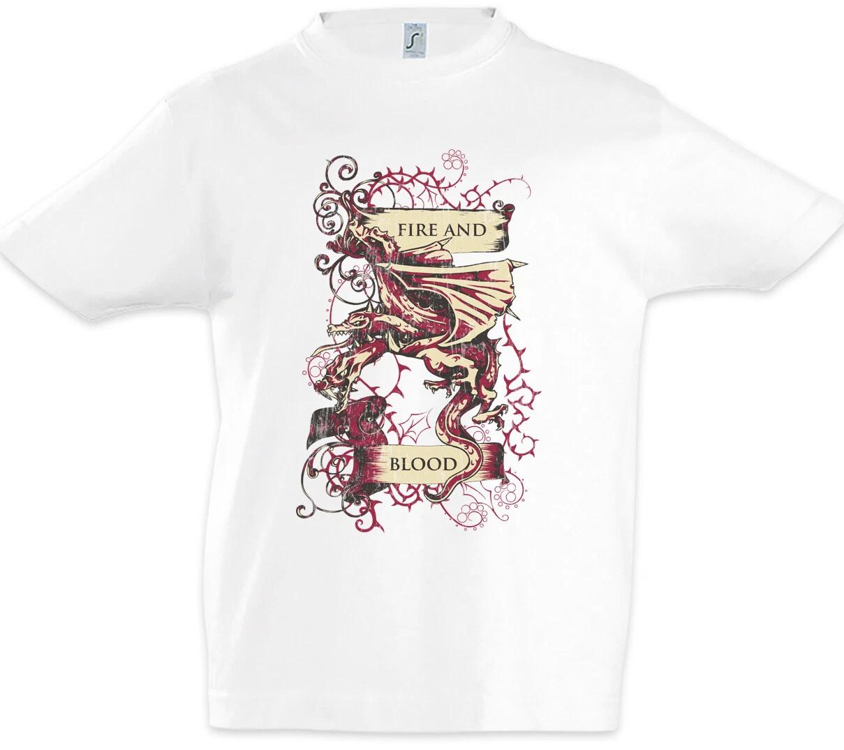 Fire And Blood Kids Boys kids boys T-Shirt Game Of Targaryen Flag Thrones House Crest 100