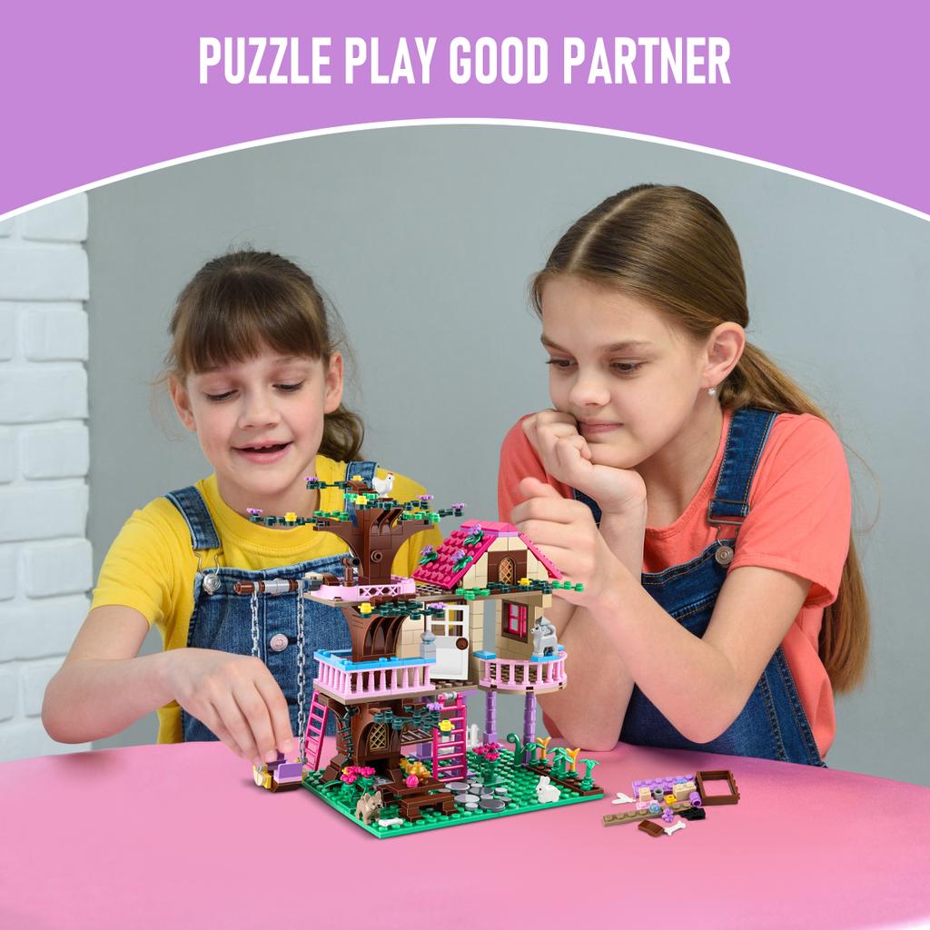 Non-Toxic City Tree House Summer Holiday Villa Castle Building Blocks Sets Figures Garden Street View Diy Toys For Kids Children Birthday Gift