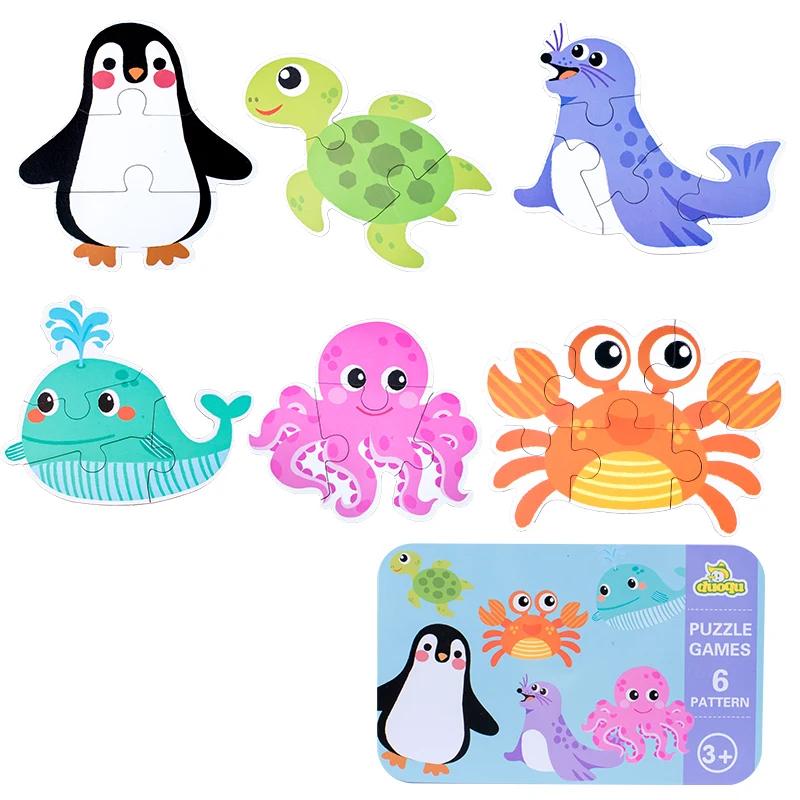 Baby Puzzle Toys for Boys Girls 1 2 3 Years Old Animals Fruit Graph Matching Card Montessori Game Educational Toys for Children