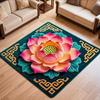 Lotus Area Rug Non-slip Washable Flower Indoor Floor Mat Chinese Style Lotus Carpet Living Room Bedroom Office Home Decoration