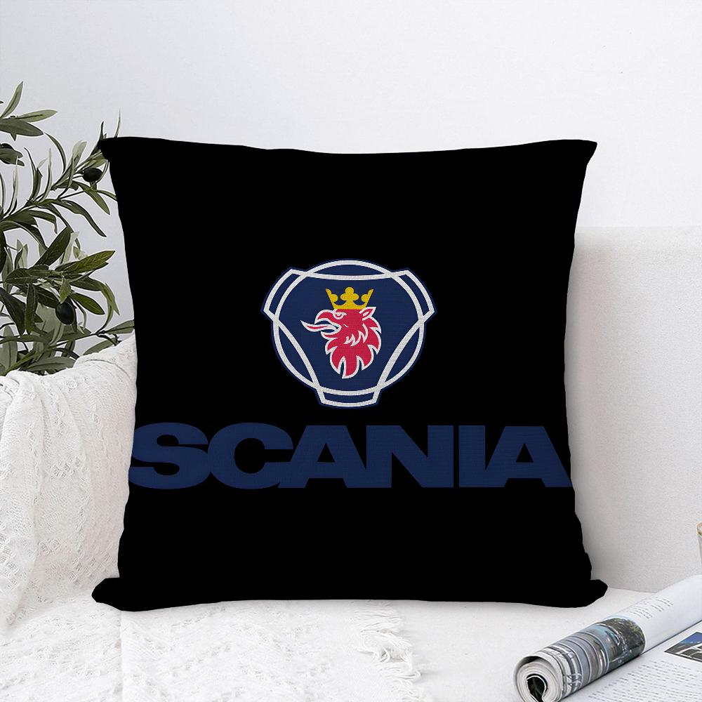 

S-Scanias Logo Pillow Case Sofa Decorative Home Double-sided Printing Short Plush Cushion Cover Throw Pillow Cover Gifts 16x16Inch