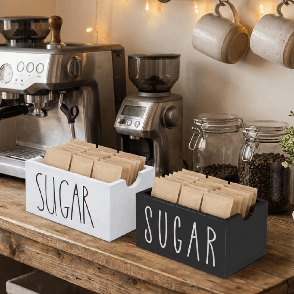 Compact Sugar Packet Container Open Top Tea Bag Storage Box Durable Coffee Bar Organizer Hotel