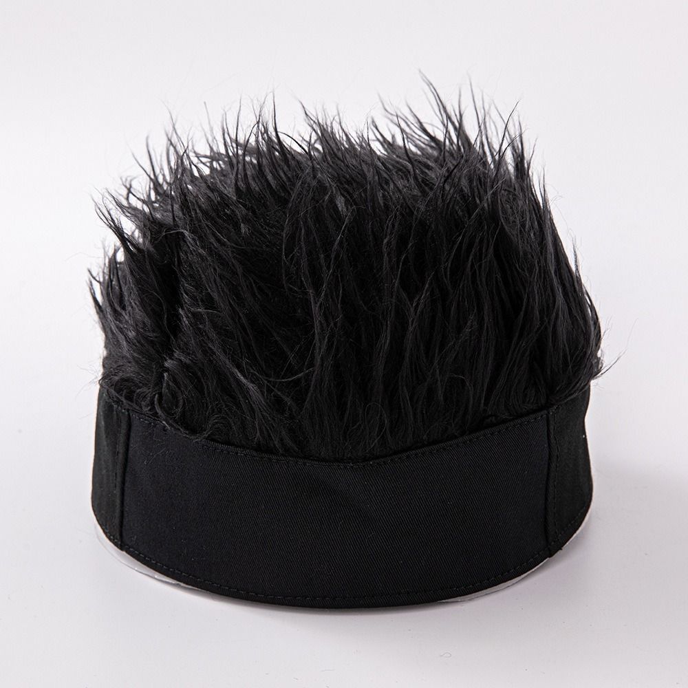 Fluffy Adult Women Unisex Fun Short Hair Caps Camouflage Hat Wigs Beanie Wig Hat Fake Hair Hat
