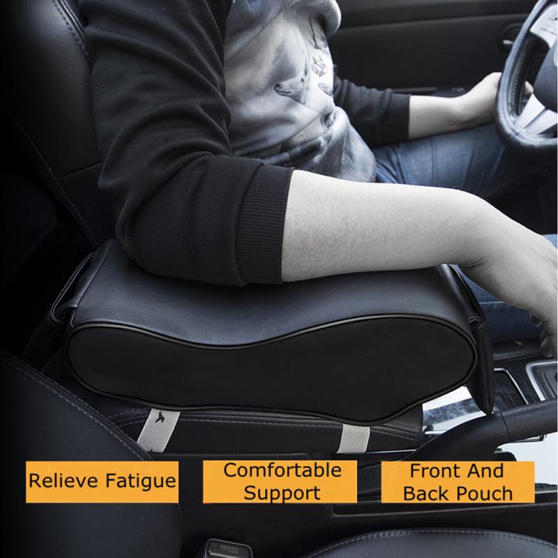 Leather Sponge Car Truck Center Armrest Heighten Pad Storage Bag