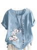 2026 Spring/Summer Printed Loose Fit Plus Size Women's Short Sleeve Pullover Shirt