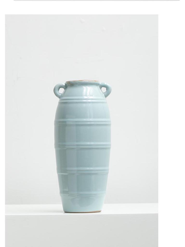 Chinese Zen Ru Kiln Ceramic Vase for Home Decor: Ideal for Living Room or Entryway Flower Arrangements and Green Plants