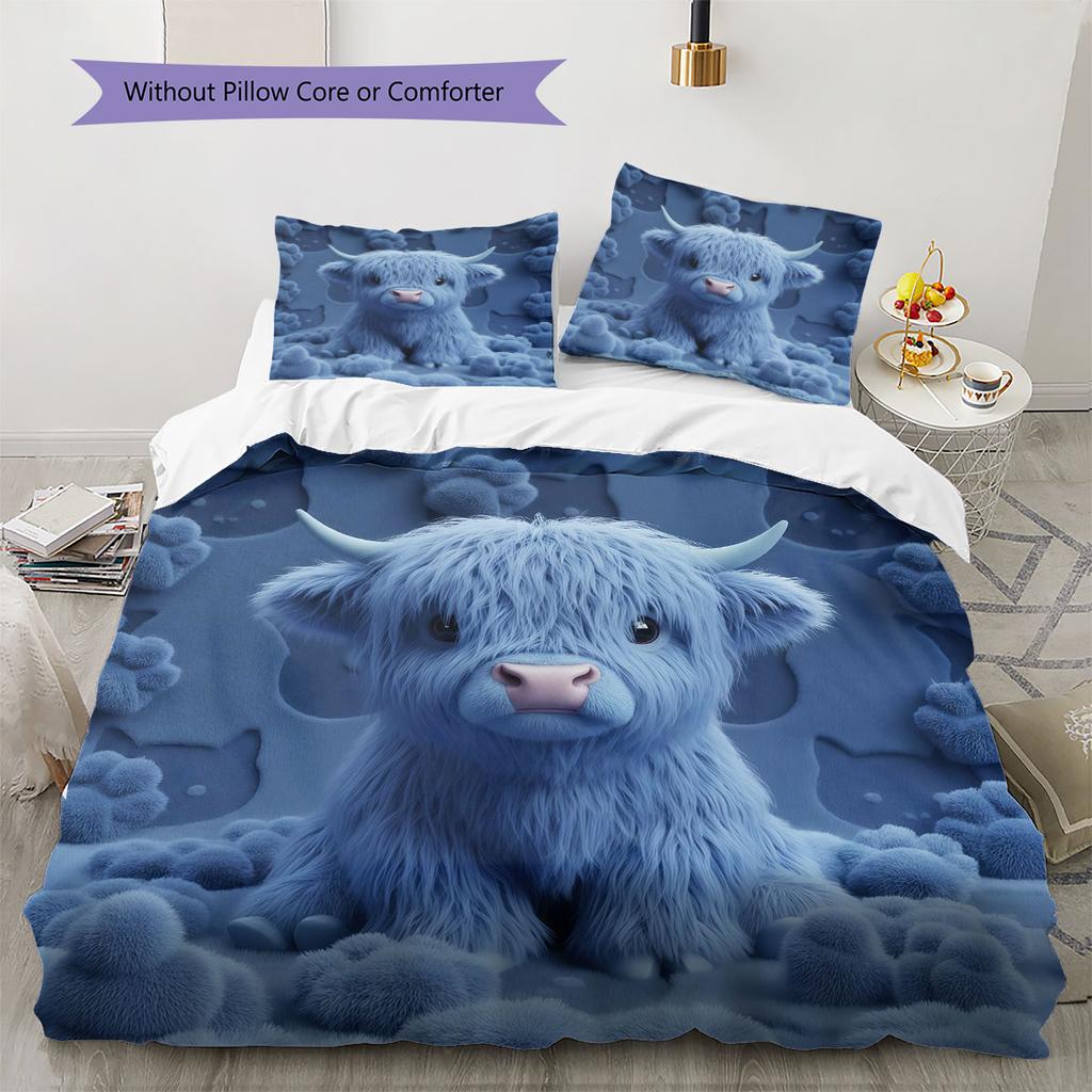 Furryanimals Pattern Bedding Quilt Set Quilt Cover Pillowcase Home Decoration Birthday Gift (1 * duvet cover + 2 * pillowcase, without core)