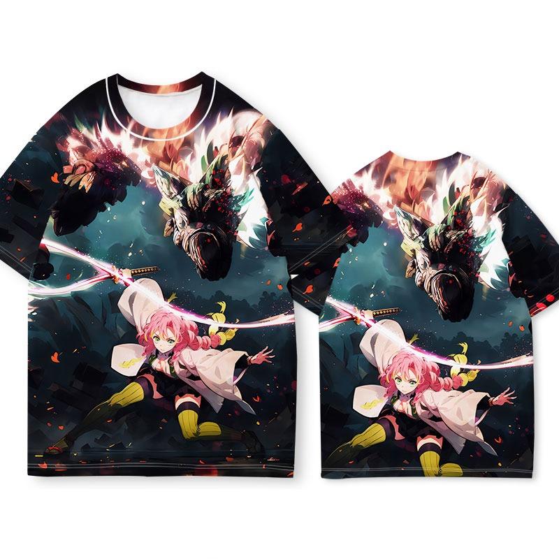 New Demon Slayer T-shirt Summer Short Sleeved T-shirt Surrounding Fashion Y Men's Anime 3D Printed T-shirt Loose Casual T-shirt