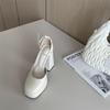 Summer New Sandals for Women with A Buckle and Thick Heel 13CM Square Toe Hollow High Heels for Women Sandalias