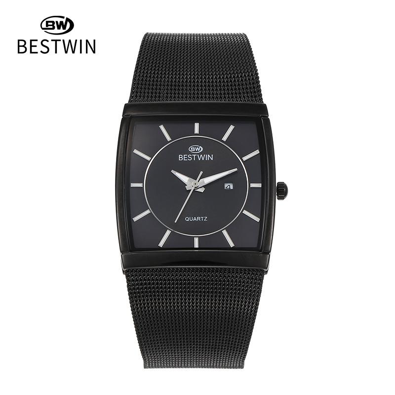 Fashion Ultra-thin Square Watch Male Internet Celebrity Mesh Belt Male Watch Quartz Watch Wristwatch