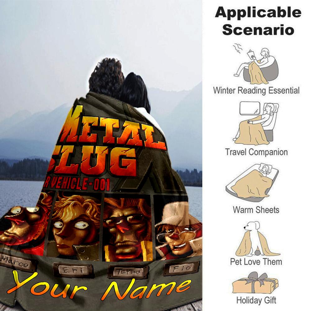 Customiz Name Personality Metal Slug  Blanket Soft &Warm Sofa Office Bed Travel Lunch Break Blanket, Gift Suitable All Seasons