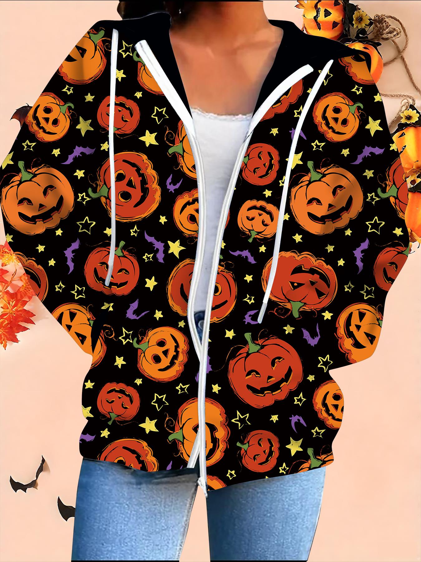 

Хэллоуин Кардиган с капюшоном 3D-принт Большой размер Осень Зима Ретро 6XL оранжевый