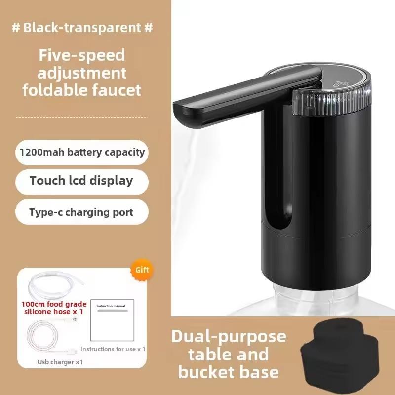

Автоматический складной диспенсер для воды, умный 4-скоростной USB-электрический насос для путешествий, дома, кухни, офиса, портативный гаджет для бутылок чёрный