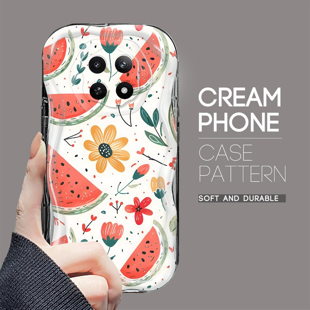 Carcasă cu textura cremă cu model de desene animate, cu margine ondulată, husă din silicon moale pentru telefon pentru OPPO Reno Realme OnePlus Vivo