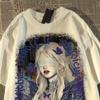 Unisex bawełniany T-shirt z nadrukiem postaci w stylu retro, Duże rozmiary, luźny krój, Modny streetwear dla par