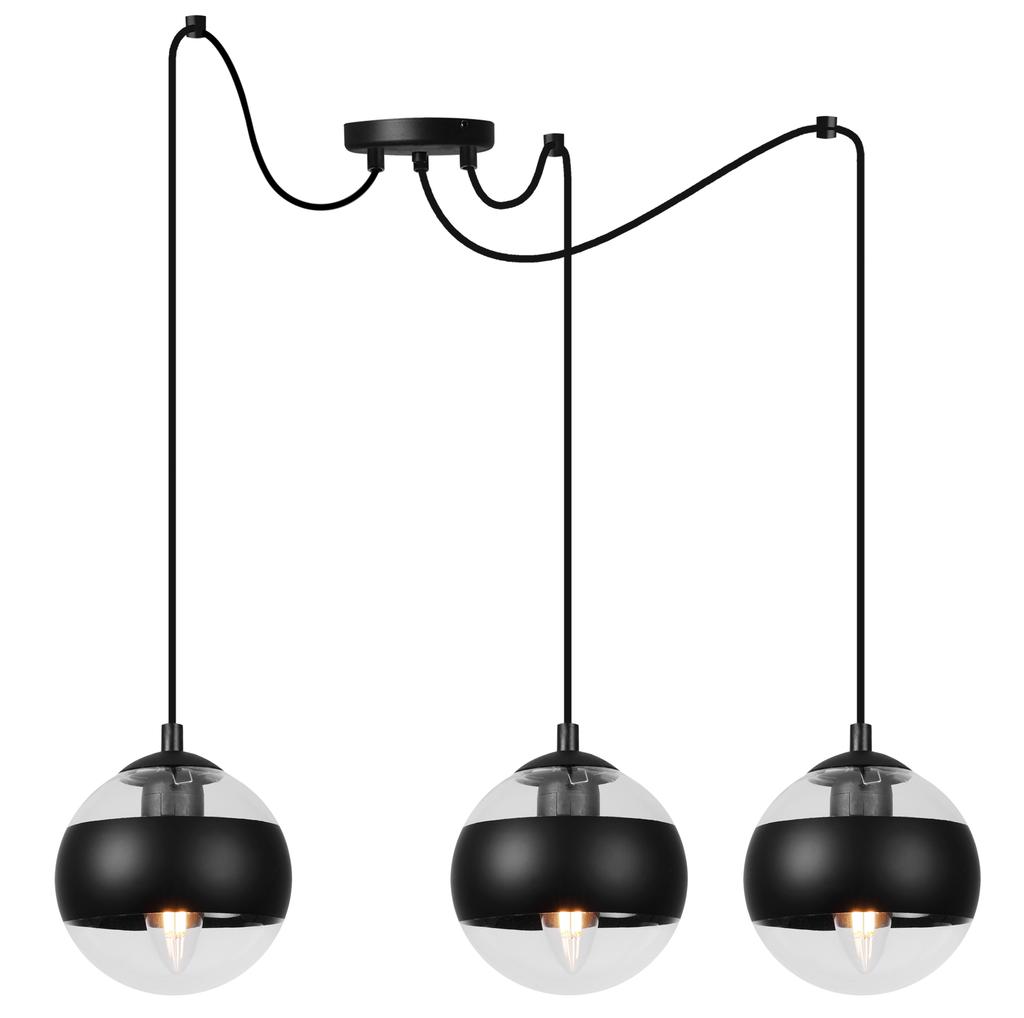 Toledo Spider Hanging Lamp Black 3-Flat Black Lampshade E14