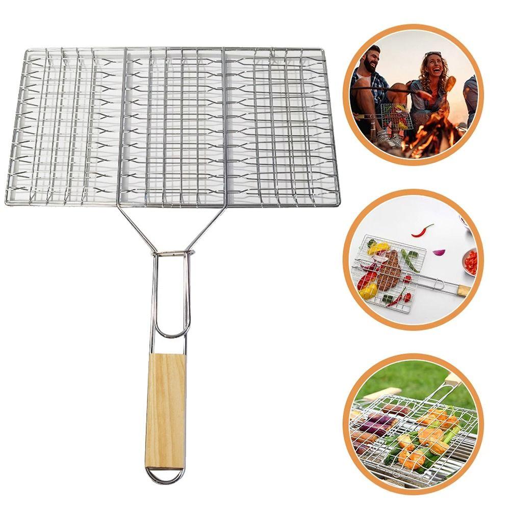 Reusable Fish Grilling Rack Folding BBQ Grilling Basket Portable Fish Grill Baskets  for Veggies