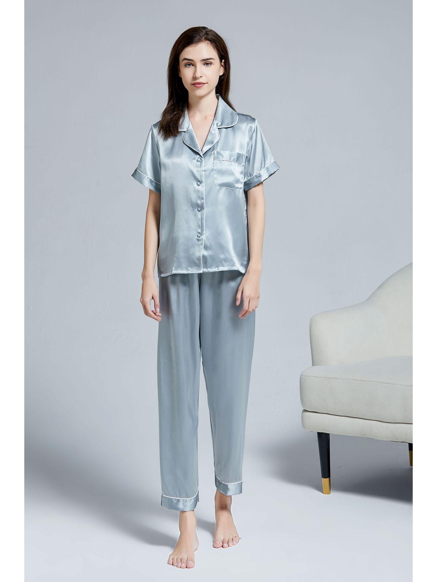 

Женский пижамный комплект из тутового шелка с длинным рукавом - Осенний парный домашний костюм из 2 предметов XXL