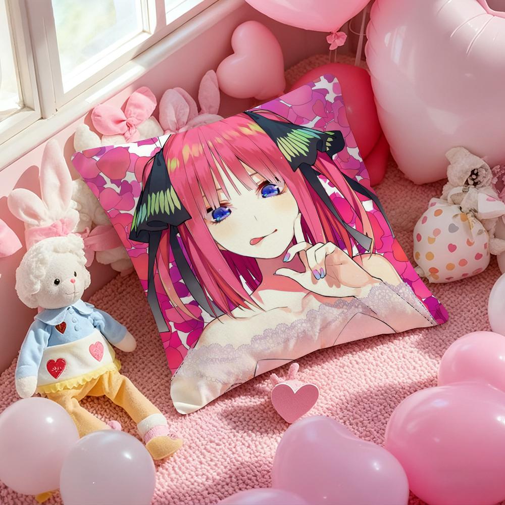 Quintuplets M-Miku N-Nakano W-Waifu Pillow Case Soft Plush Fabric Double-Sided Printed Cushion Cover Warm Winter Sofa