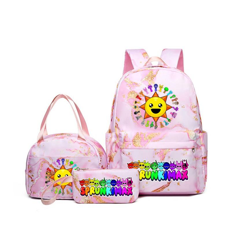 Sprunki Rhythm Box Cartoon Kids School Backpack Set With Lunch Bag Pencil Case Boys Girls